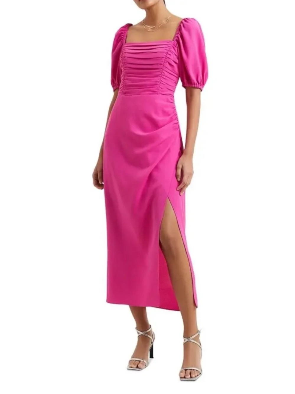 French Connection Afina Ruched Midi Dress